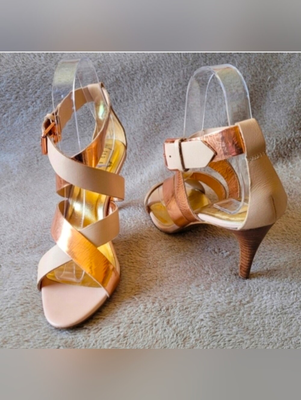 Ted Baker Rose Gold and Nude Strappy Mid-Heels